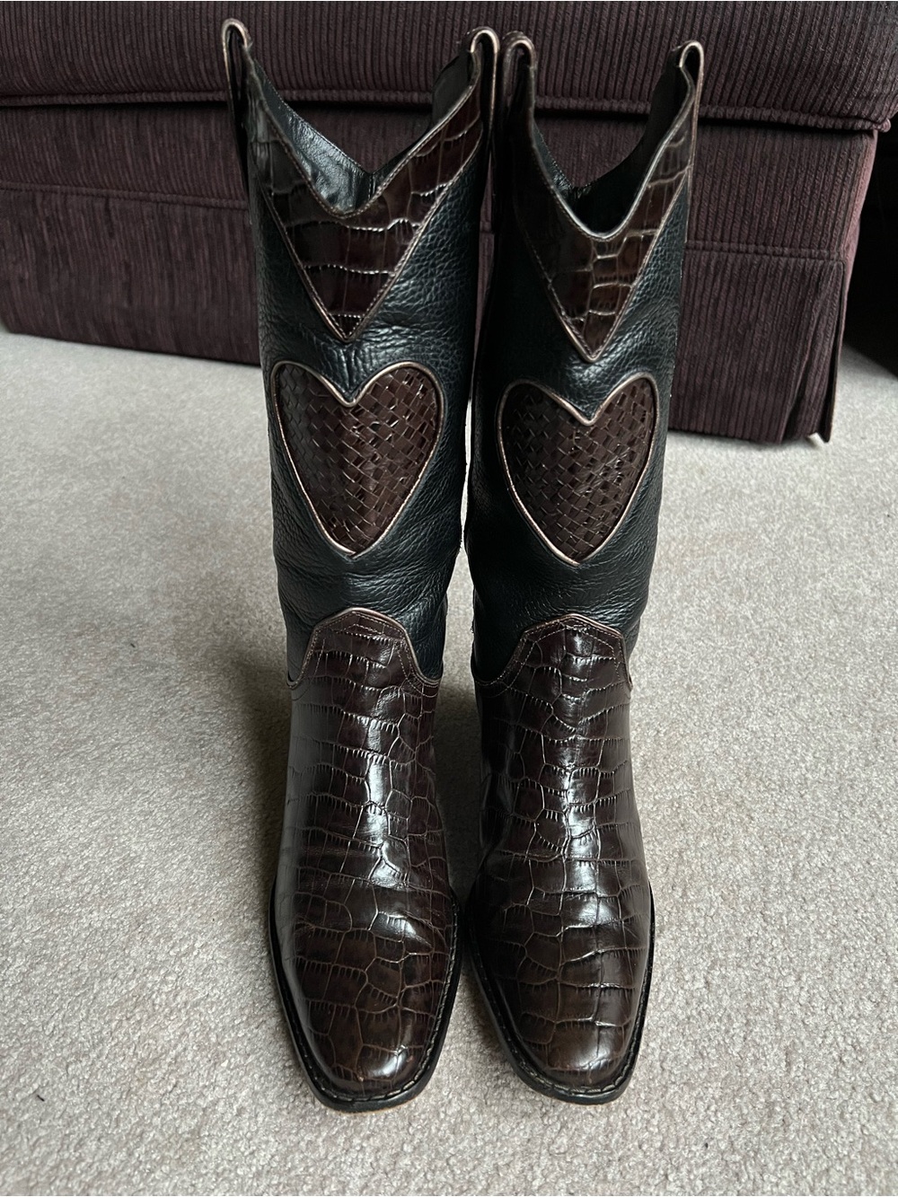 Brighton Toby 9.5 10 western cowboy cowgirl dress boots heart exotic alligator